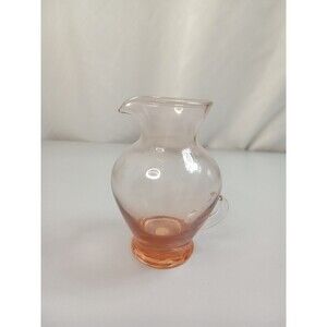 Vintage Lefton Japan‎ Small Pink Hand Blown Glass Pitcher 4 1/2 inches tall